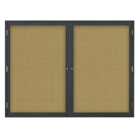 UNITED VISUAL PRODUCTS Double Door Indoor Enclosed Easy Tack Bo UV304EZ-MARBLE-SATIN